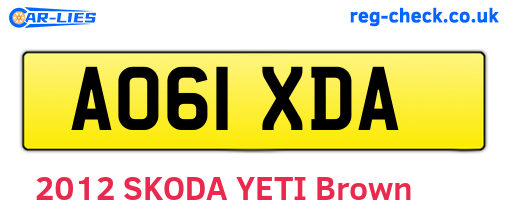 AO61XDA are the vehicle registration plates.