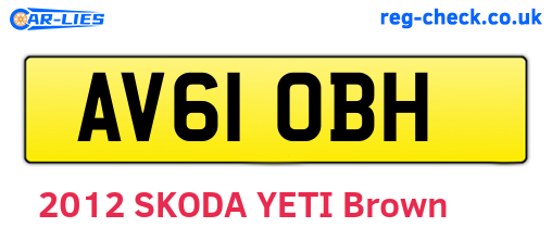 AV61OBH are the vehicle registration plates.