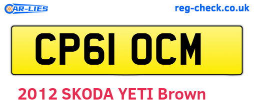 CP61OCM are the vehicle registration plates.