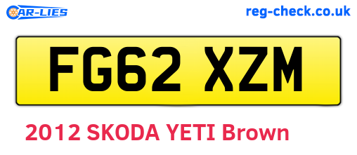FG62XZM are the vehicle registration plates.