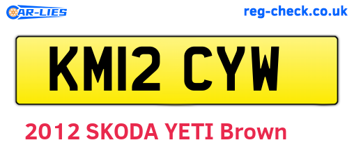 KM12CYW are the vehicle registration plates.