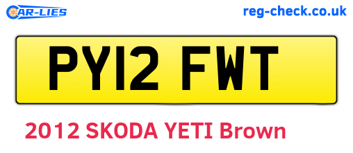 PY12FWT are the vehicle registration plates.