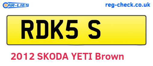 RDK5S are the vehicle registration plates.