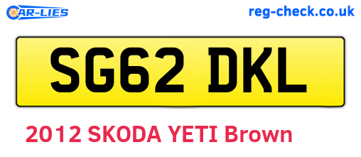 SG62DKL are the vehicle registration plates.