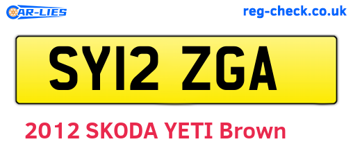 SY12ZGA are the vehicle registration plates.