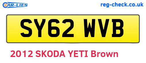 SY62WVB are the vehicle registration plates.