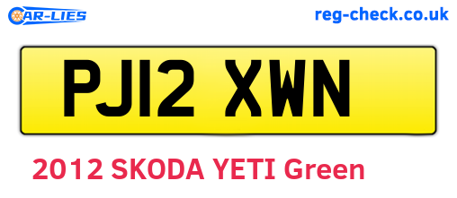 PJ12XWN are the vehicle registration plates.