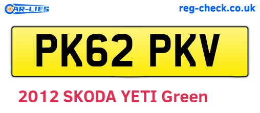 PK62PKV are the vehicle registration plates.