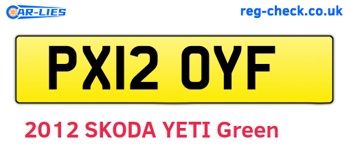 PX12OYF are the vehicle registration plates.