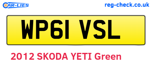 WP61VSL are the vehicle registration plates.