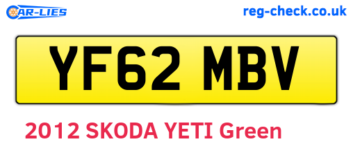 YF62MBV are the vehicle registration plates.
