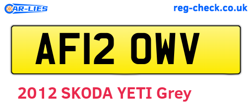 AF12OWV are the vehicle registration plates.