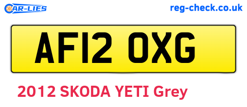 AF12OXG are the vehicle registration plates.