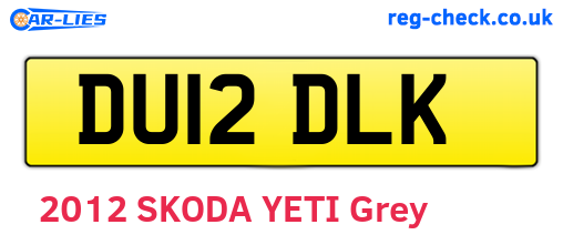 DU12DLK are the vehicle registration plates.