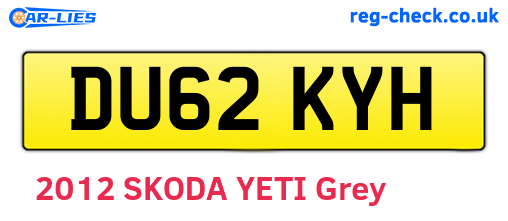 DU62KYH are the vehicle registration plates.