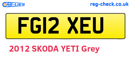 FG12XEU are the vehicle registration plates.