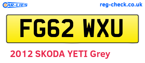 FG62WXU are the vehicle registration plates.