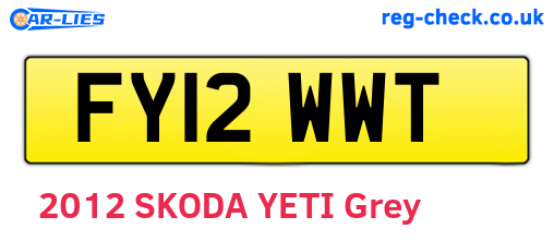 FY12WWT are the vehicle registration plates.