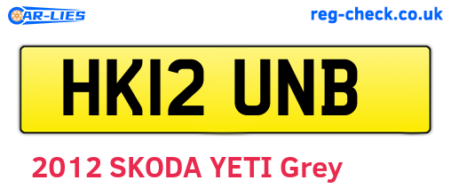 HK12UNB are the vehicle registration plates.