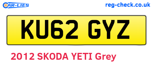 KU62GYZ are the vehicle registration plates.
