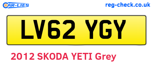 LV62YGY are the vehicle registration plates.