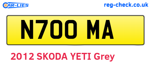 N70OMA are the vehicle registration plates.