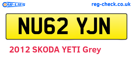 NU62YJN are the vehicle registration plates.