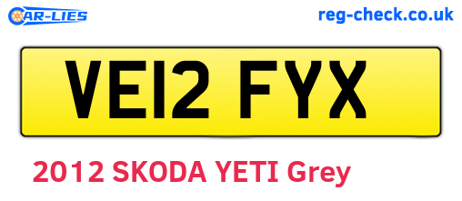 VE12FYX are the vehicle registration plates.