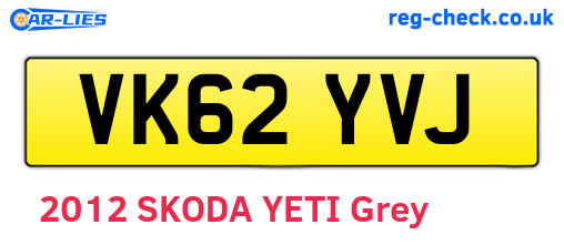 VK62YVJ are the vehicle registration plates.