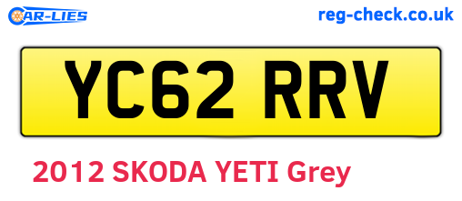 YC62RRV are the vehicle registration plates.