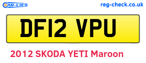 DF12VPU are the vehicle registration plates.