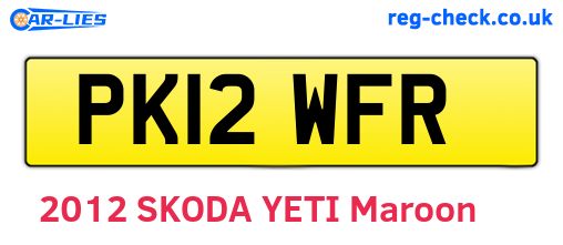 PK12WFR are the vehicle registration plates.