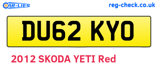 DU62KYO are the vehicle registration plates.