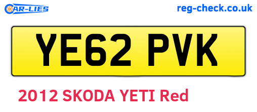 YE62PVK are the vehicle registration plates.