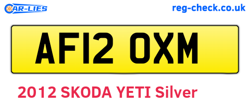 AF12OXM are the vehicle registration plates.