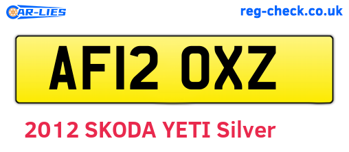 AF12OXZ are the vehicle registration plates.