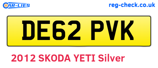 DE62PVK are the vehicle registration plates.