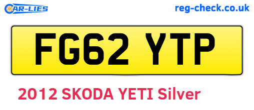 FG62YTP are the vehicle registration plates.