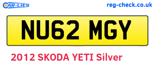 NU62MGY are the vehicle registration plates.