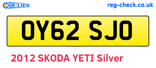 OY62SJO are the vehicle registration plates.