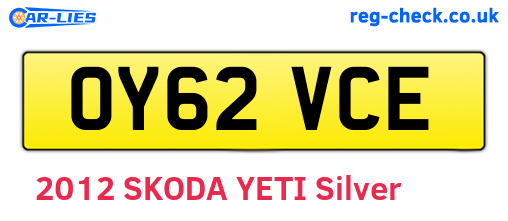 OY62VCE are the vehicle registration plates.