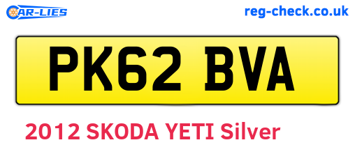 PK62BVA are the vehicle registration plates.