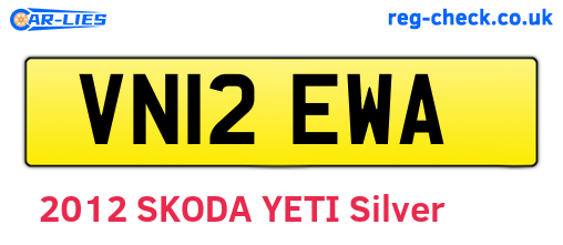 VN12EWA are the vehicle registration plates.