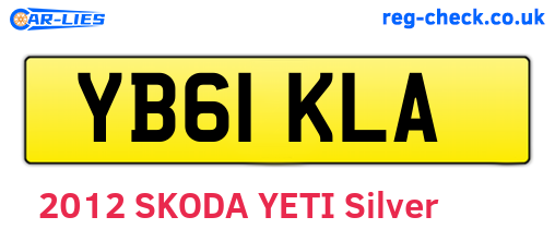 YB61KLA are the vehicle registration plates.