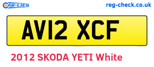 AV12XCF are the vehicle registration plates.