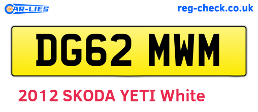 DG62MWM are the vehicle registration plates.