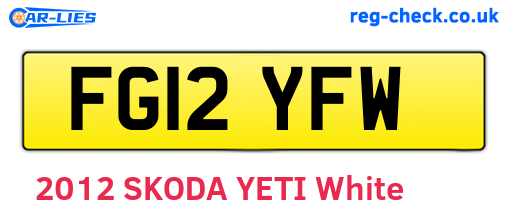 FG12YFW are the vehicle registration plates.