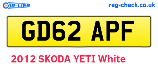 GD62APF are the vehicle registration plates.