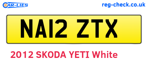 NA12ZTX are the vehicle registration plates.