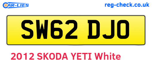 SW62DJO are the vehicle registration plates.
